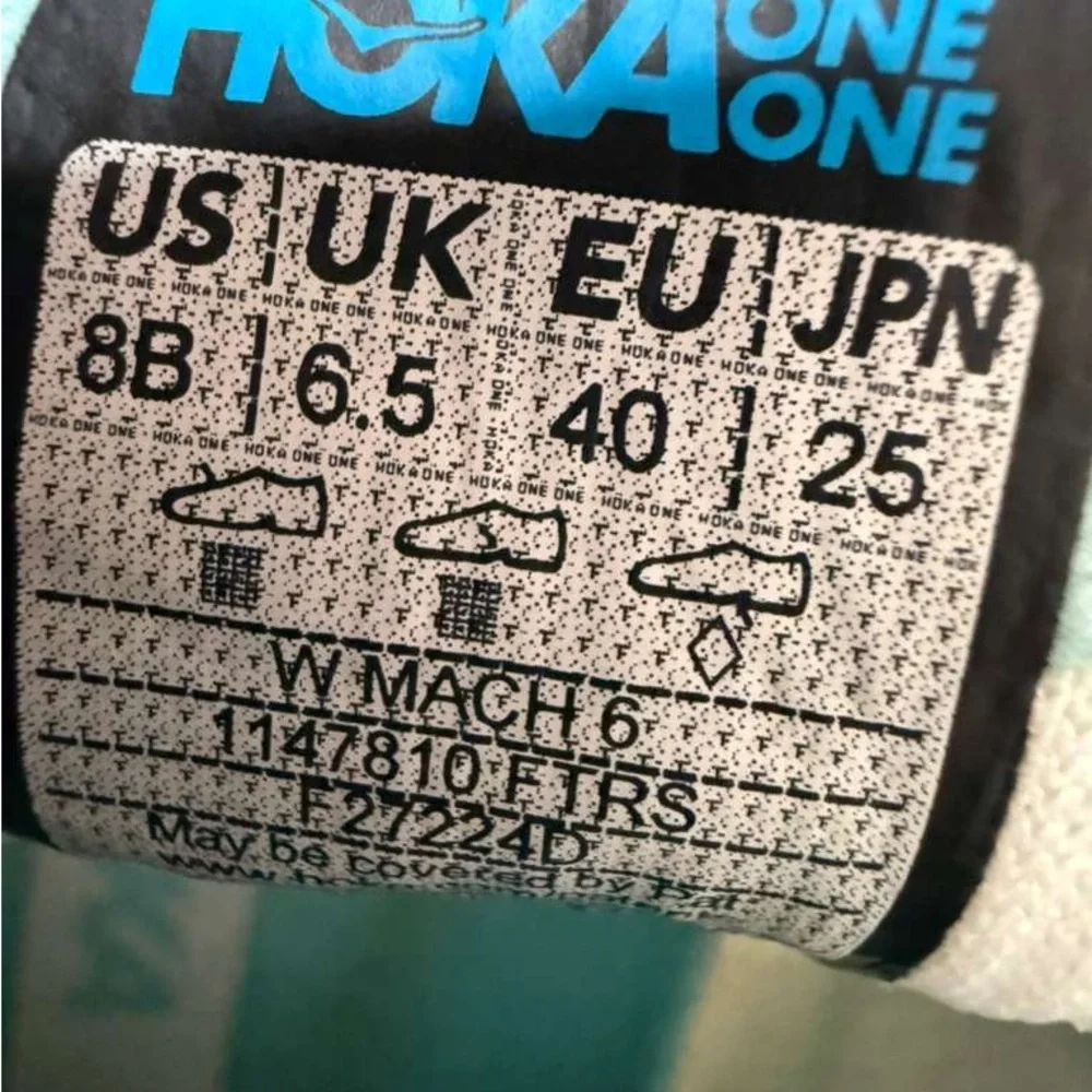 Hoka mach 6 Women's White and Teal Athletic Shoes - Picture 5 of 5